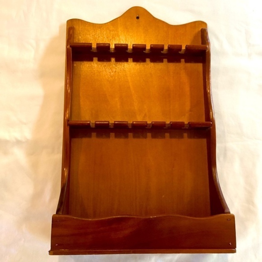 Vintage 70s 80s 12 Souvenir Spoon Wood Rack Shelf